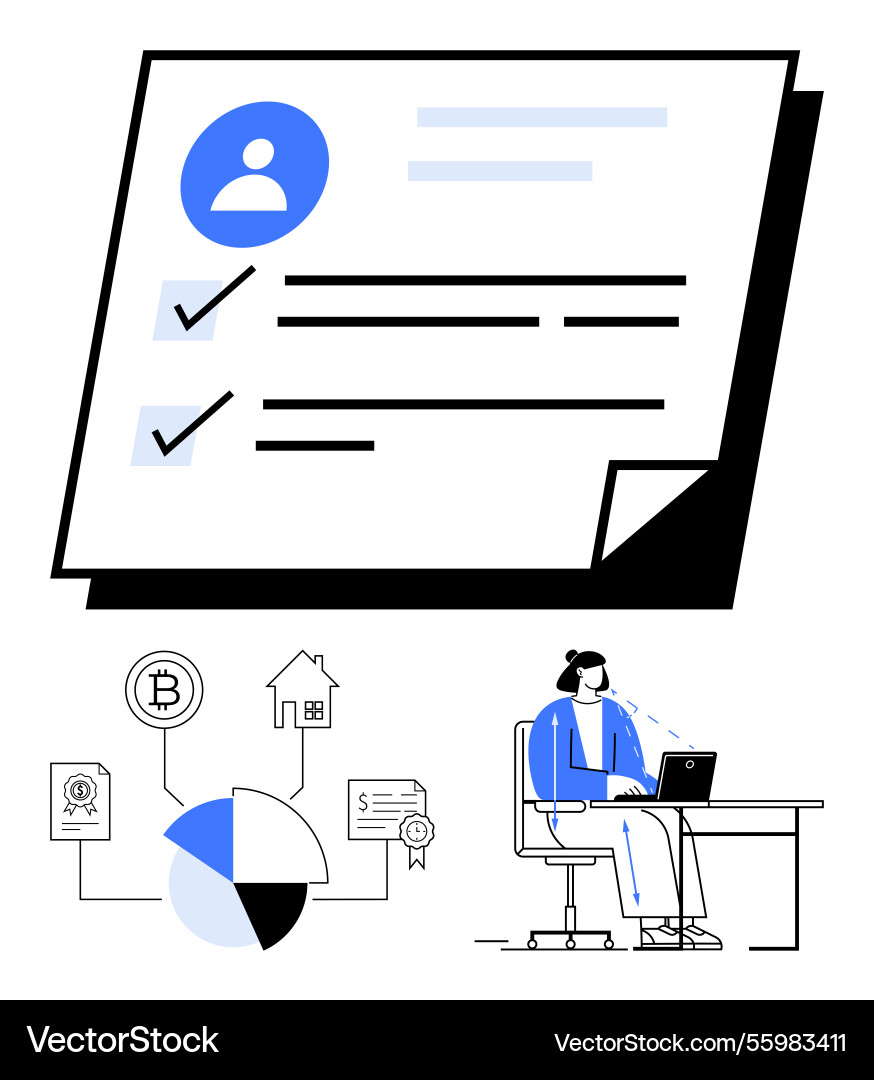 Digital work and task management with data Digital work and task management with data vector image