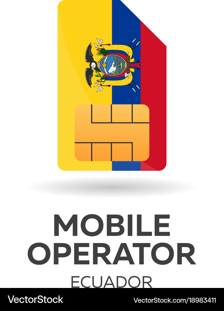 Ecuador mobile operator sim card with flag Vector Image