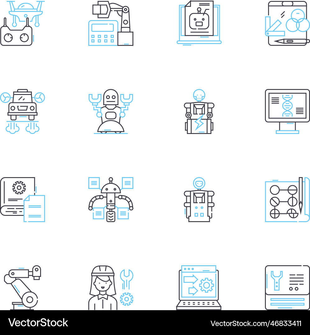 Engineering simulation linear icons set modeling Engineering simulation linear icons set modeling vector image