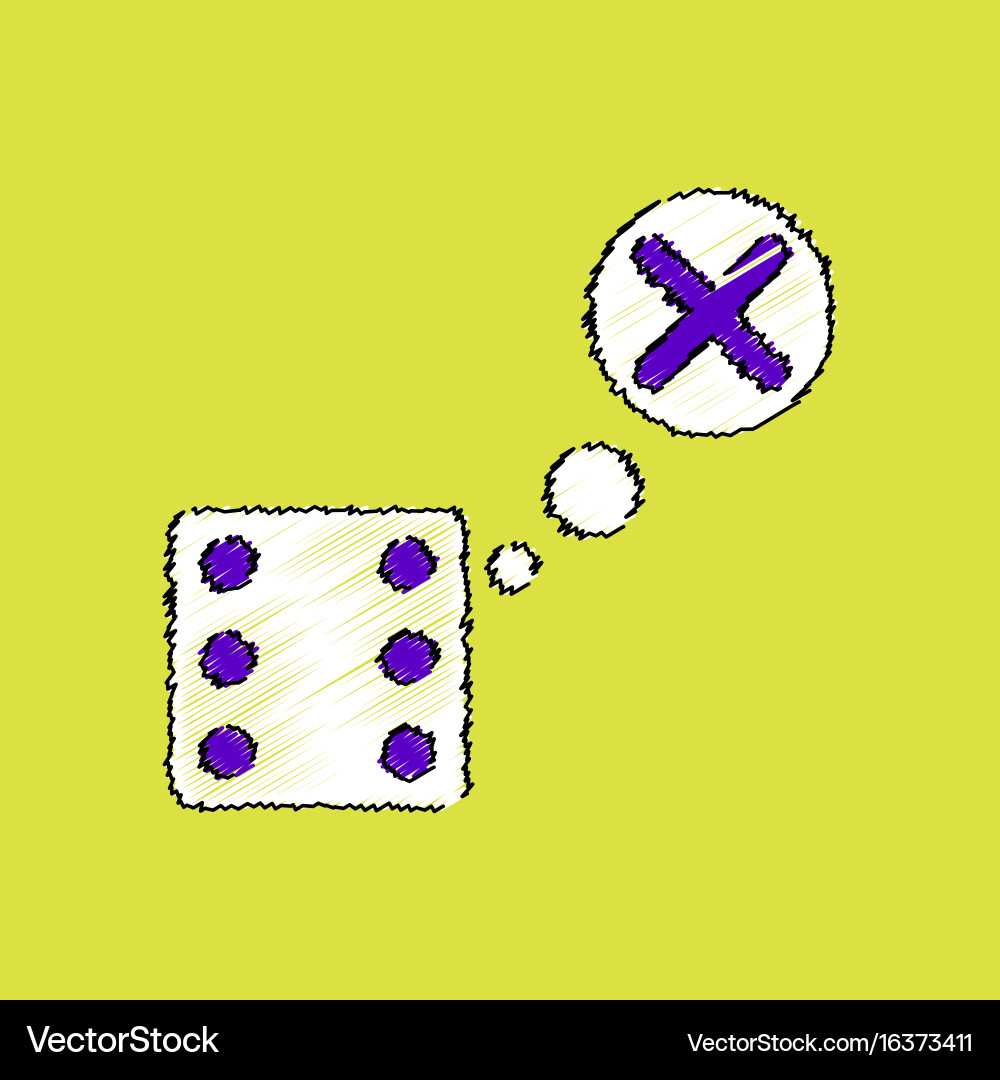 Flat shading style icon dice and x mark vector image