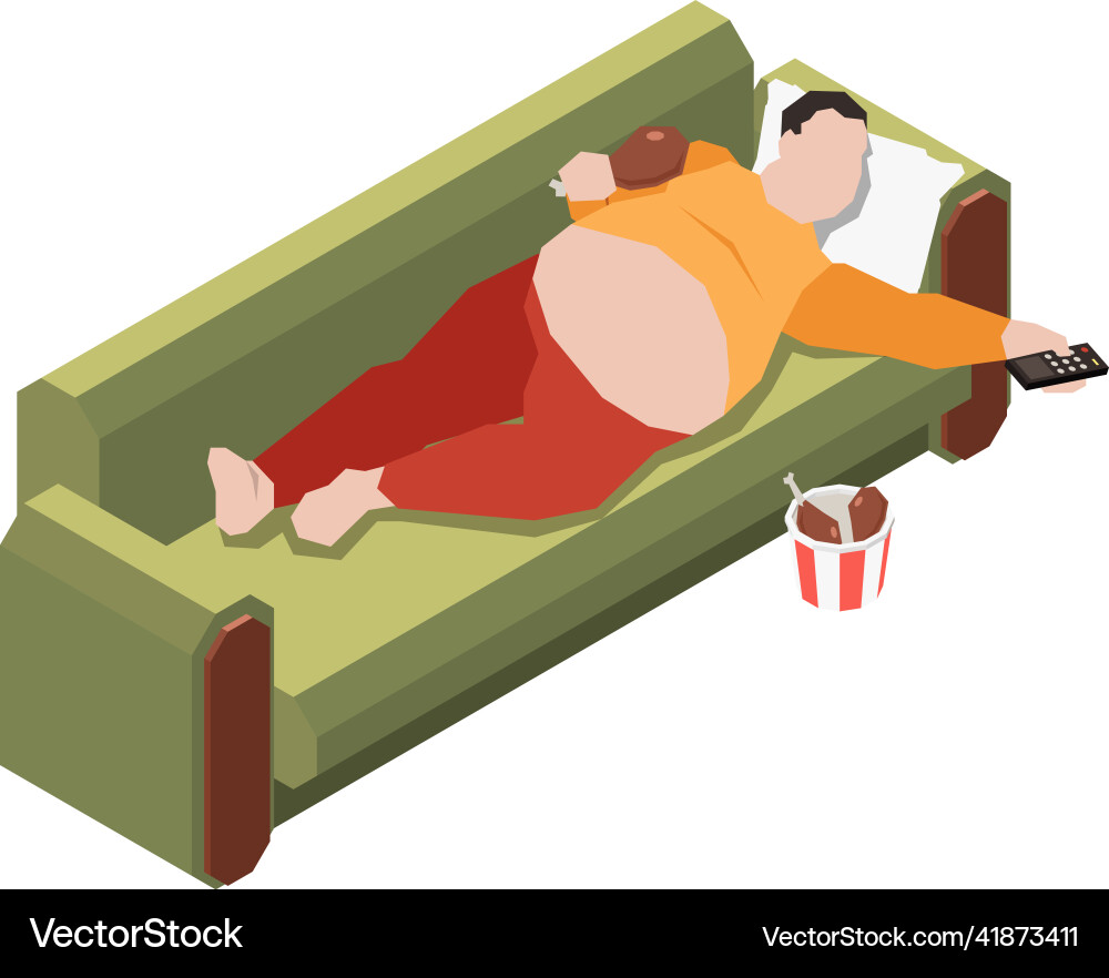 Lazy obesity isometric composition Lazy obesity isometric composition vector image