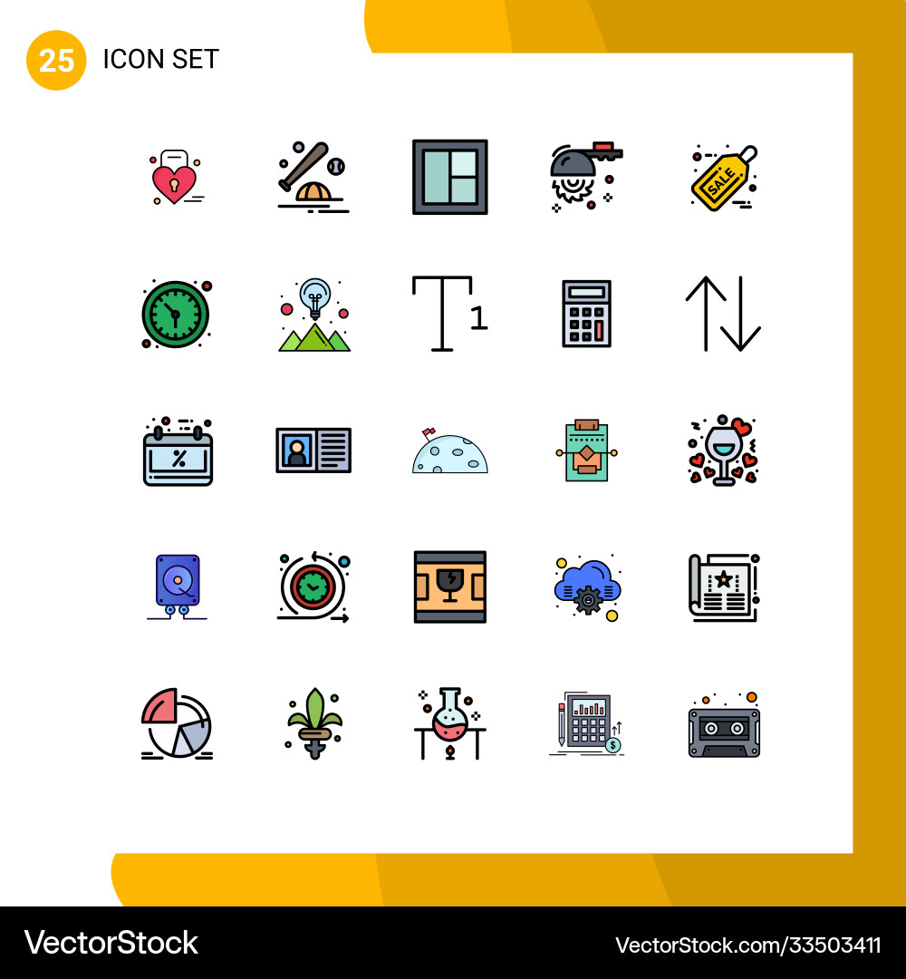 Mobile interface filled line flat color set 25 Vector Image