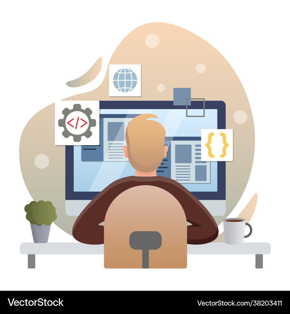 Programming isolated flat style colored cloud Programming isolated flat style colored cloud vector image
