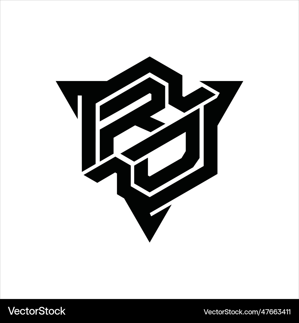 Rd logo monogram hexagon shape with triangle Rd logo monogram hexagon shape with triangle Vector Image