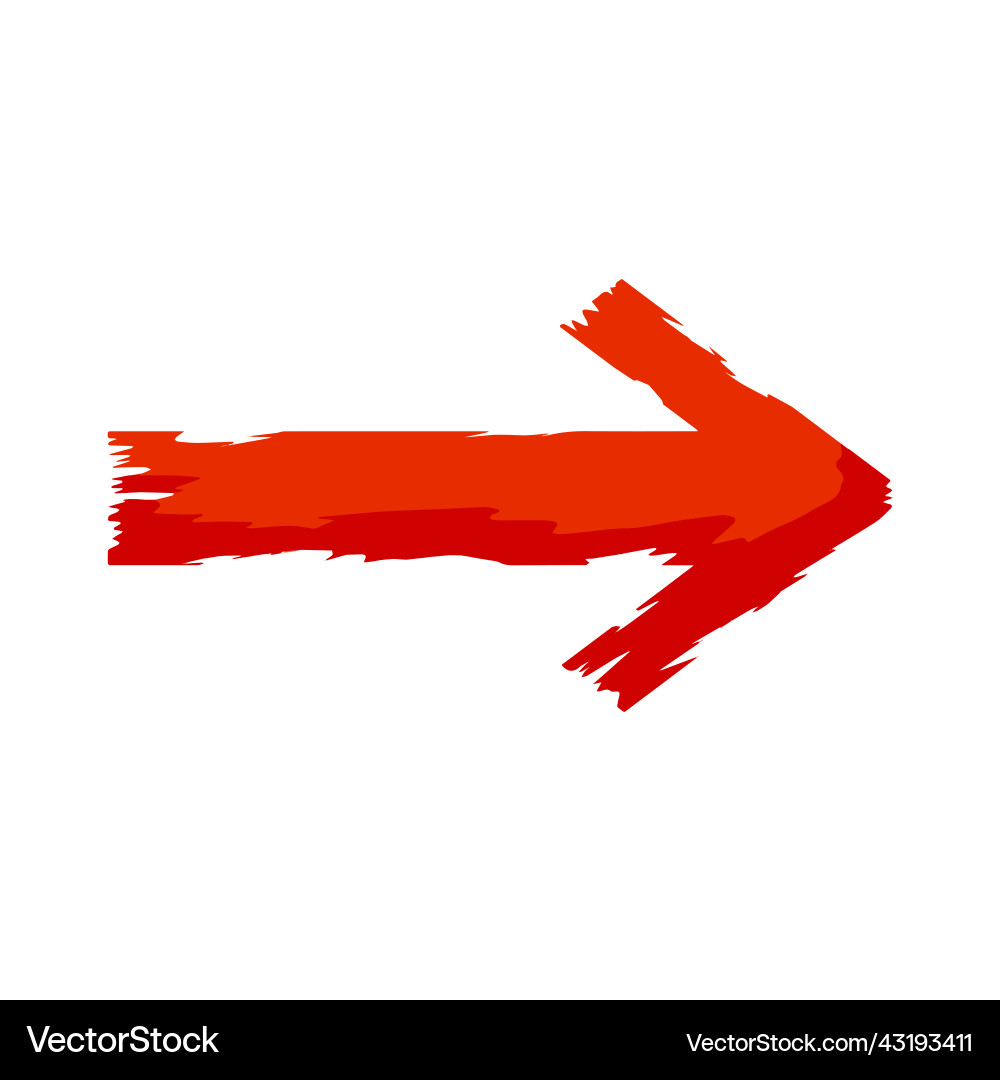 Red arrow with ragged edges Vector Image