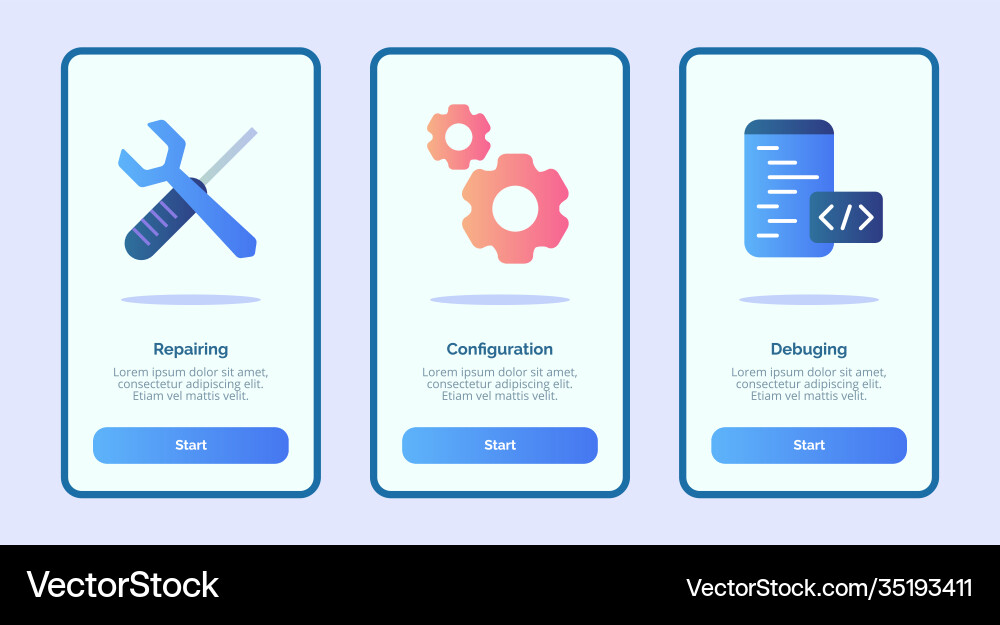 Repairing configuration debuging for mobile apps Repairing configuration debuging for mobile apps vector image