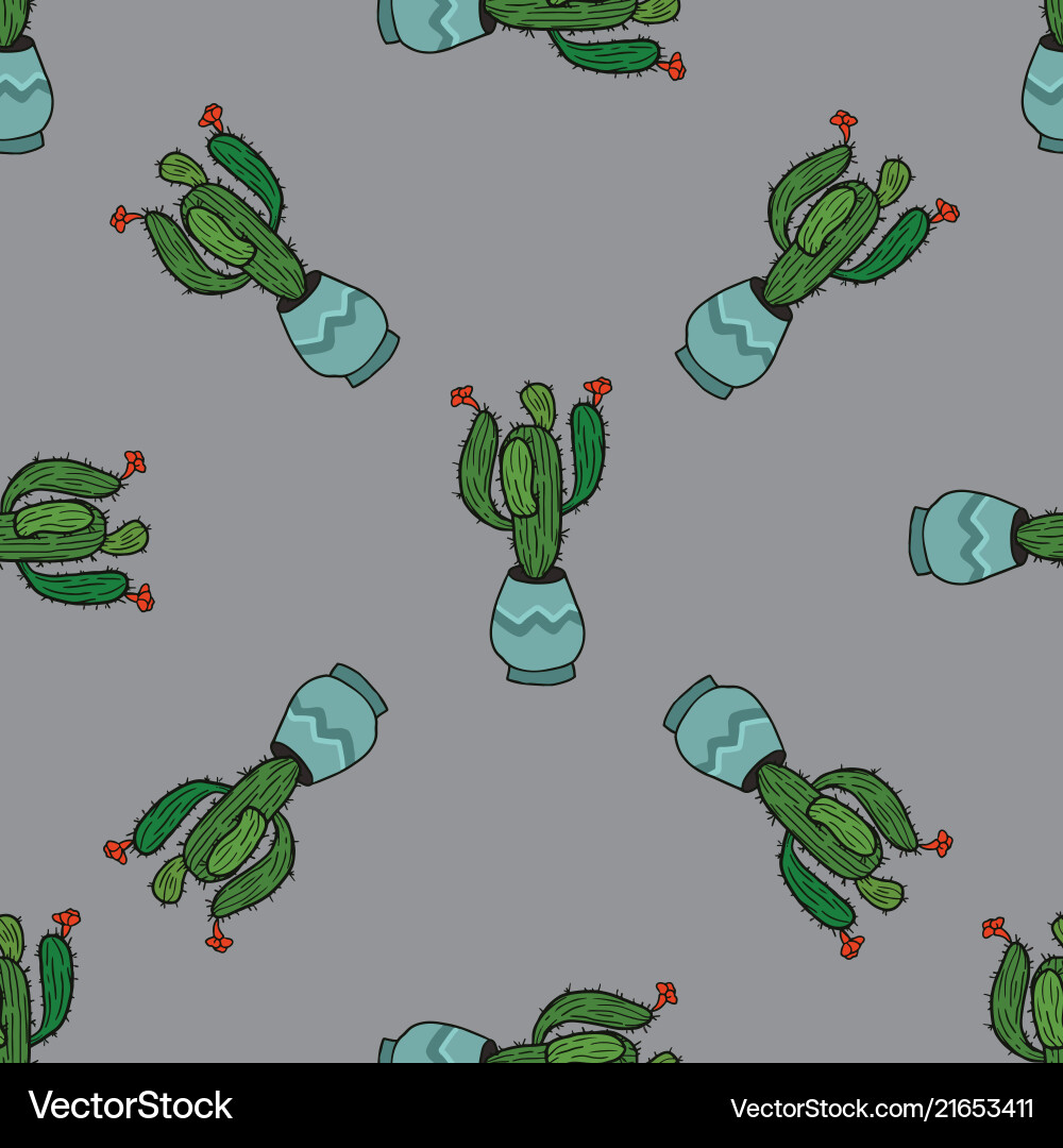 Seamless pattern with cactus Vector Image