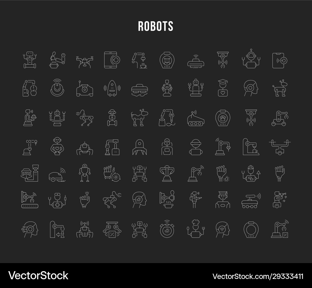 Set line icons robots Set line icons robots vector image