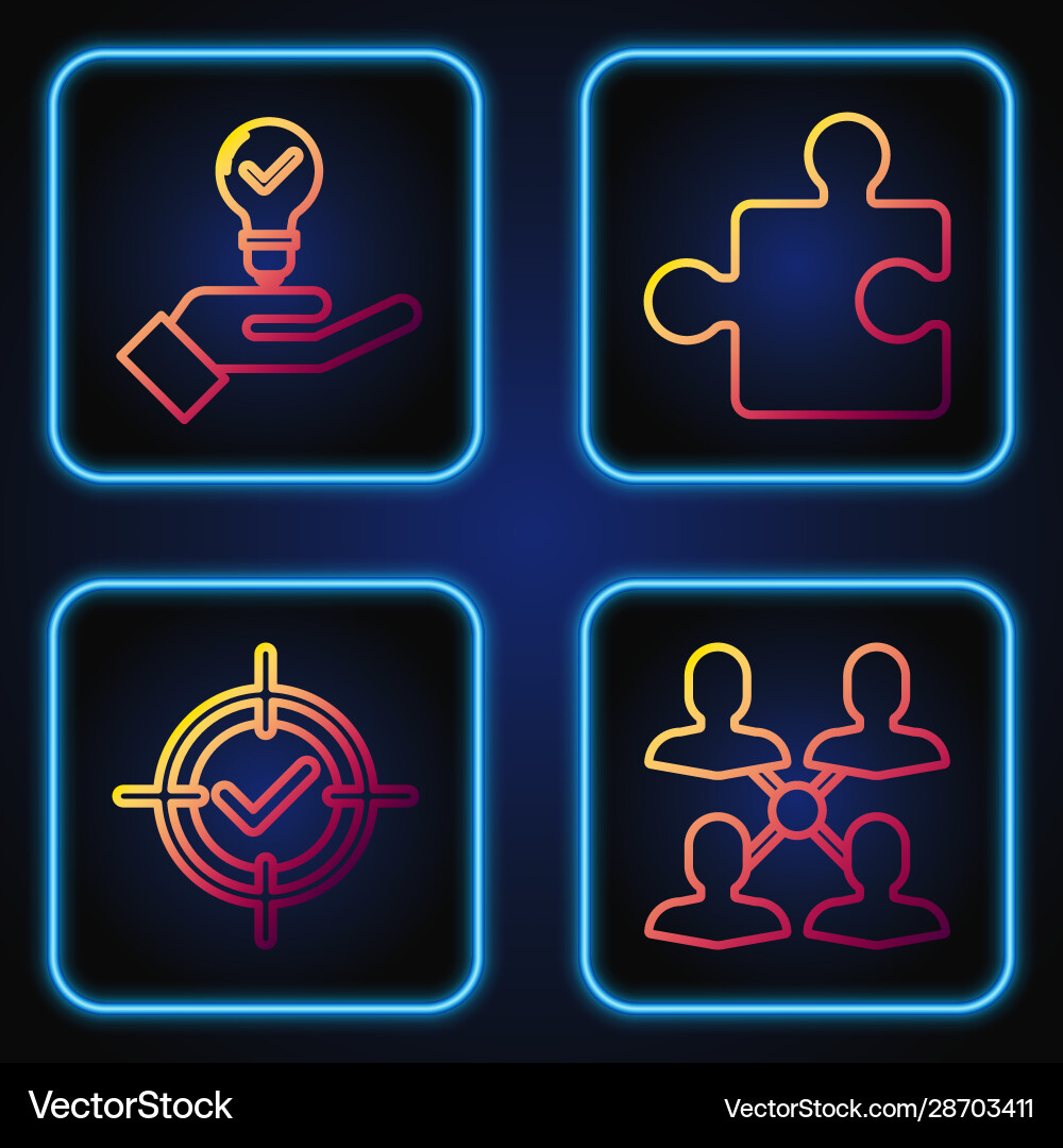 Set line project team base target and check mark Set line project team base target and check mark vector image