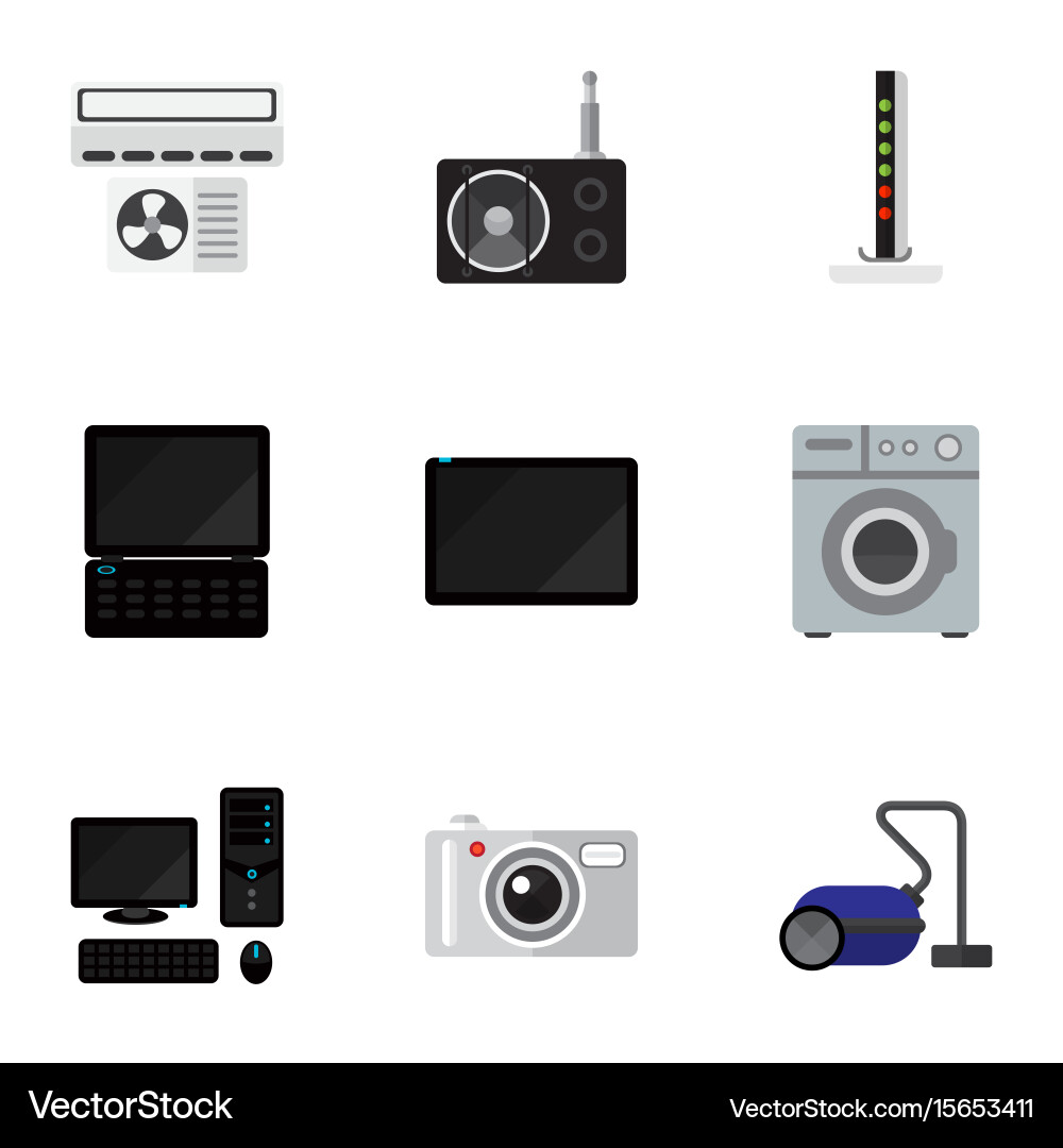 Set of 9 editable tech icons includes symbols vector image