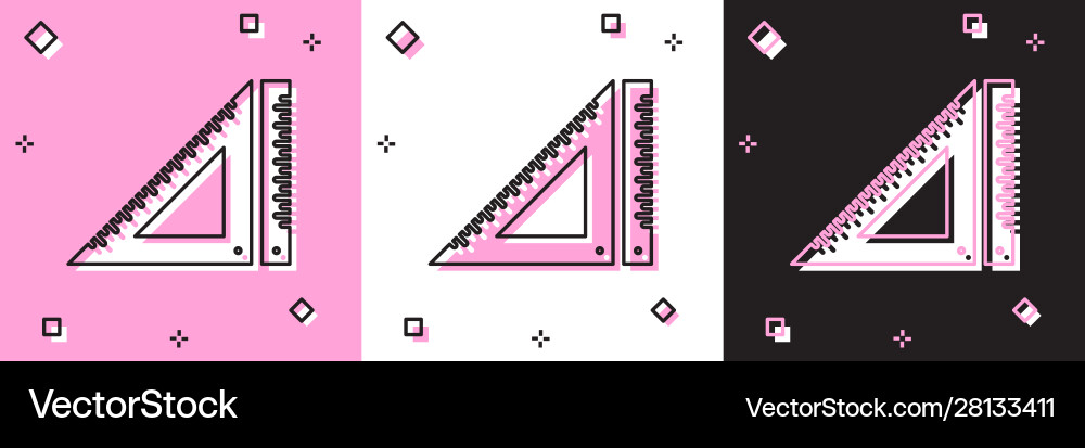 Set triangular ruler icon isolated on pink Set triangular ruler icon isolated on pink vector image
