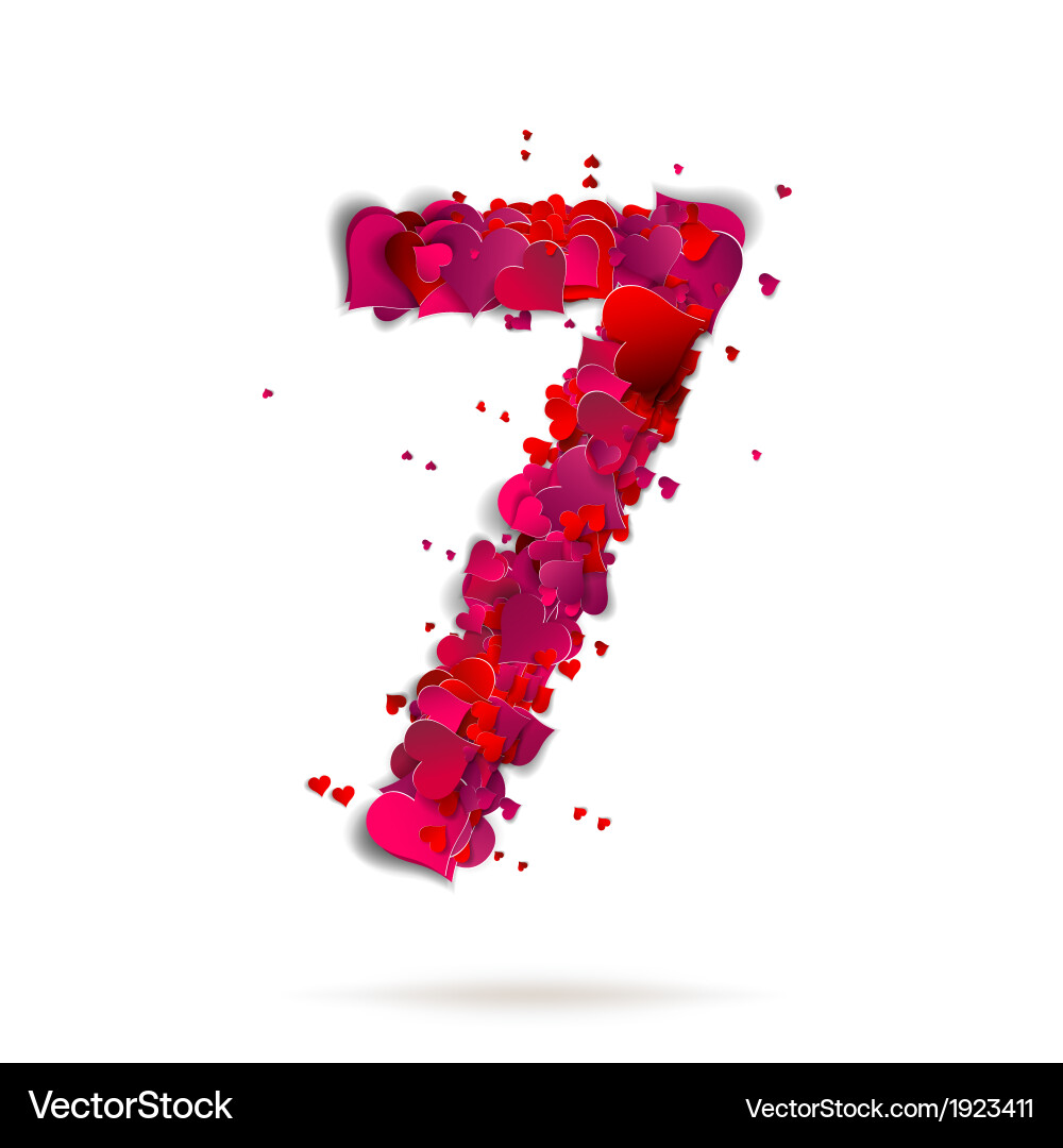 Seven Hearts Number - Red Heart Alphabet – Royalty-Free Vector