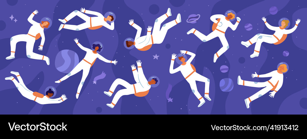 Astronauts flying in open space universe Astronauts flying in open space universe vector image