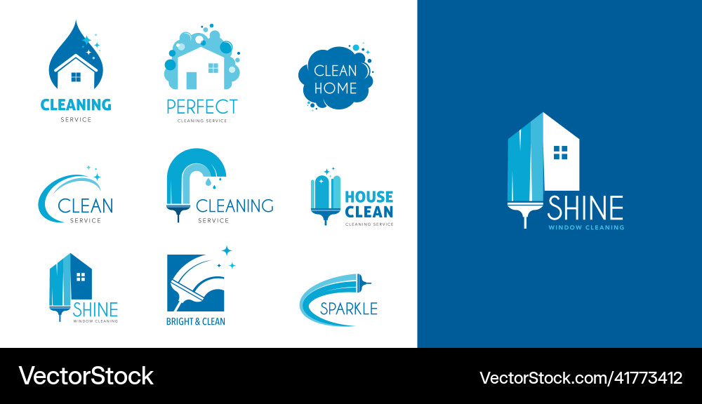 Blue Cleaning Service Logos vector image