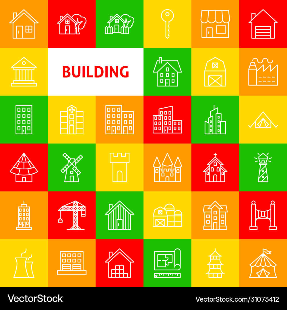 Building line icons Building line icons Vector Image