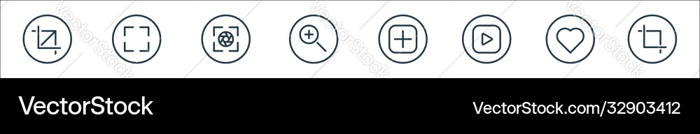 Camera line icons linear set quality Camera line icons linear set quality vector image