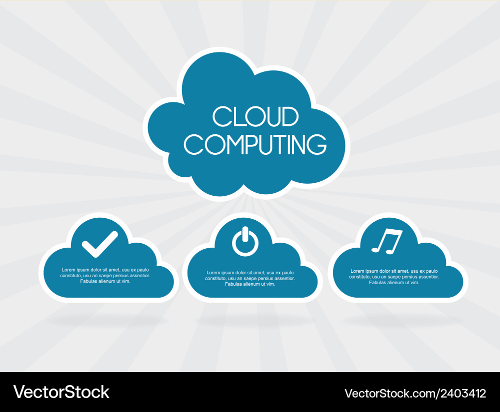 Cloud computing over white background vector image