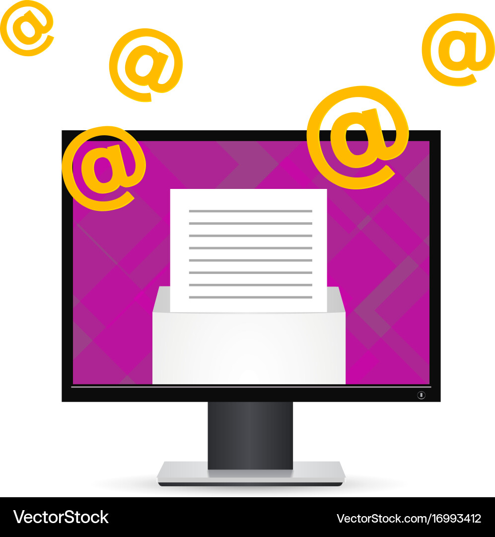 Computer monitor with a letter Vector Image