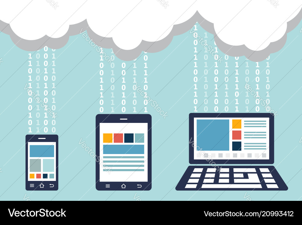 Connected Devices - Cloud Computing Vector Image