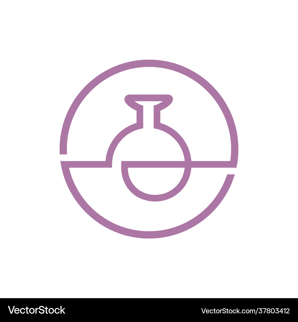 Erlenmeyer flask logo design lab line icon Erlenmeyer flask logo design lab line icon vector image