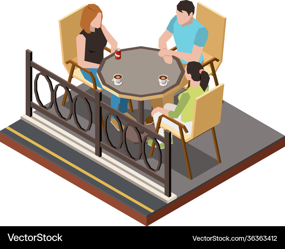 Family cafe terrace composition Family cafe terrace composition vector image