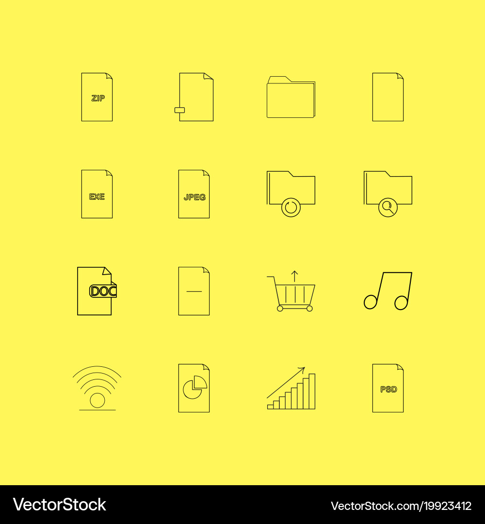 Files and folders linear icon set simple outline vector image