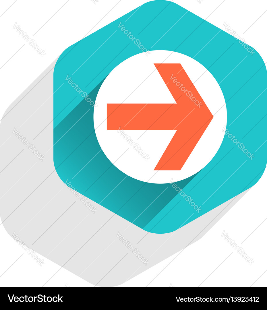 Flat arrow sign round icon hexagon button Flat arrow sign round icon hexagon button vector image