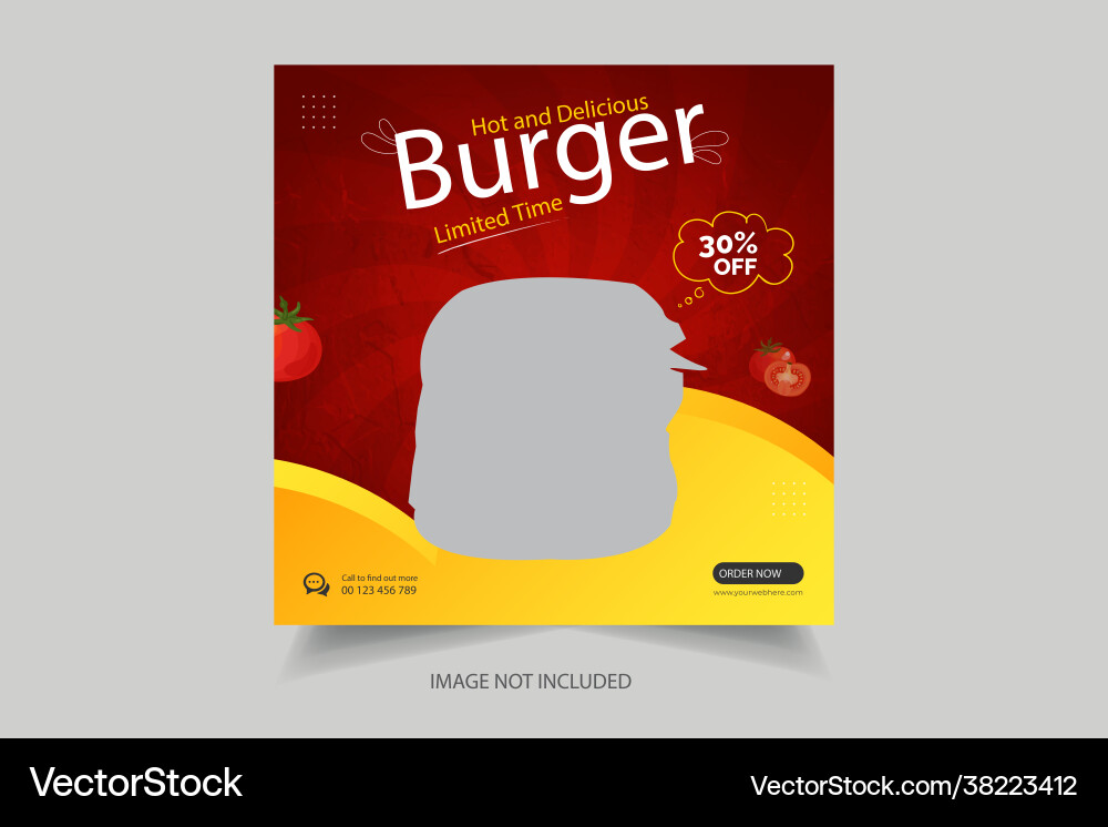 Food burger social media post template Food burger social media post template vector image