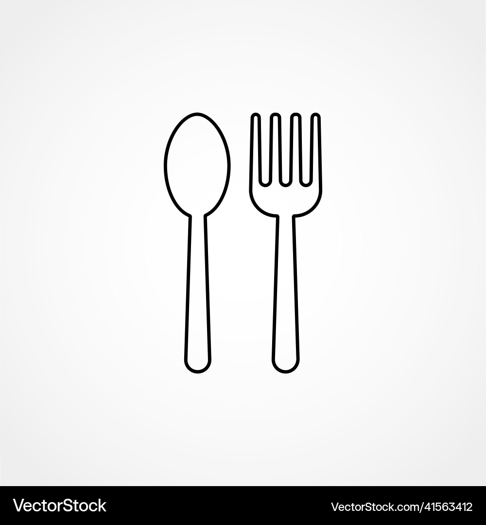 Fork and spoon line icon outline sign linear Fork and spoon line icon outline sign linear vector image