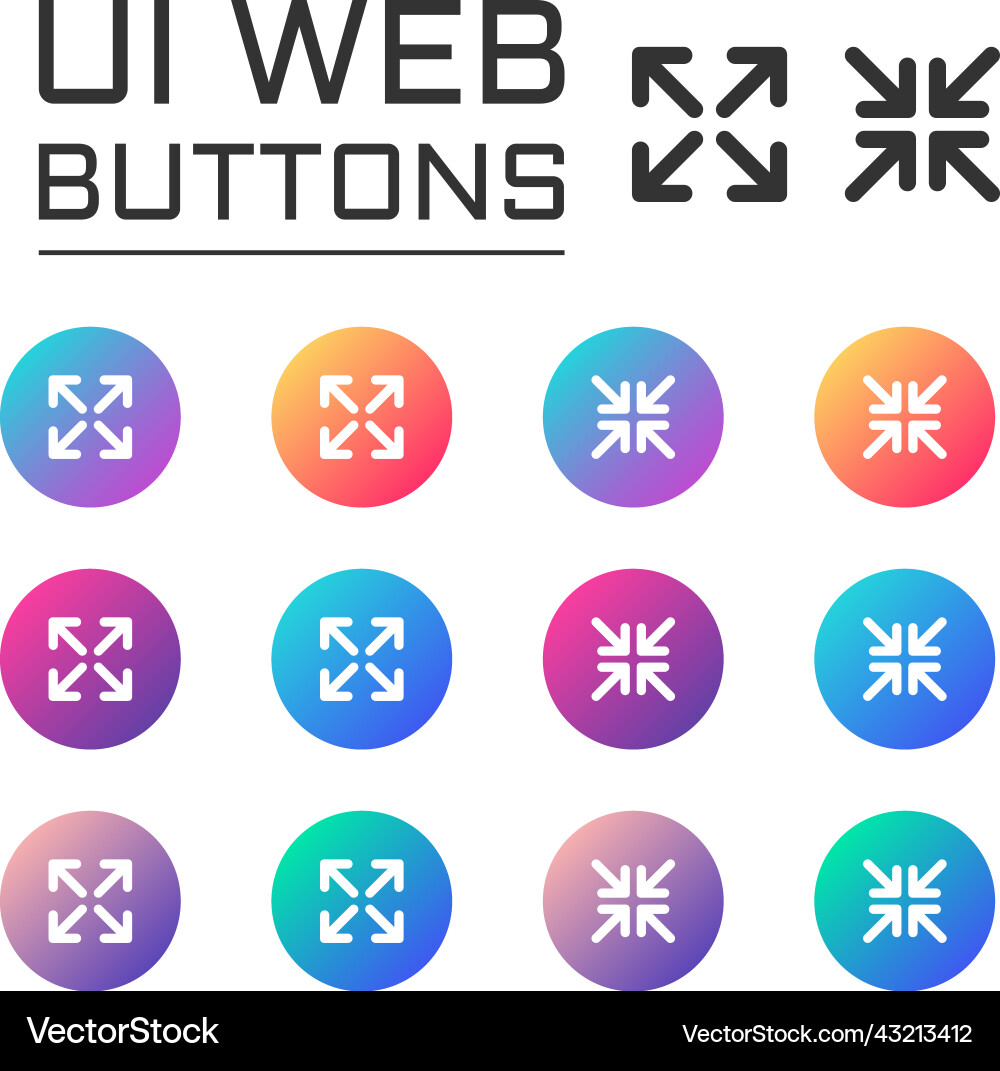 Full screen ui web button icons Full screen ui web button icons vector image
