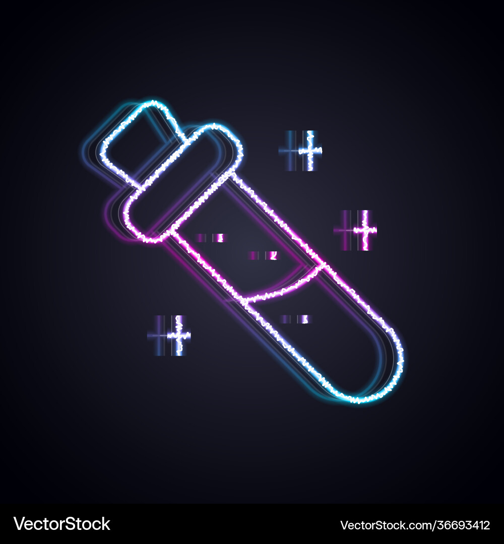 Glowing neon line bottle with potion icon isolated Vector Image