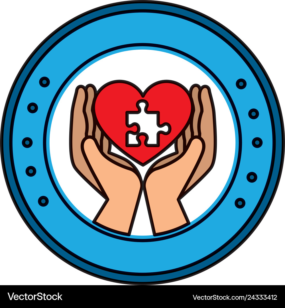 Hands lifting heart with puzzle attached solution Hands lifting heart with puzzle attached solution vector image