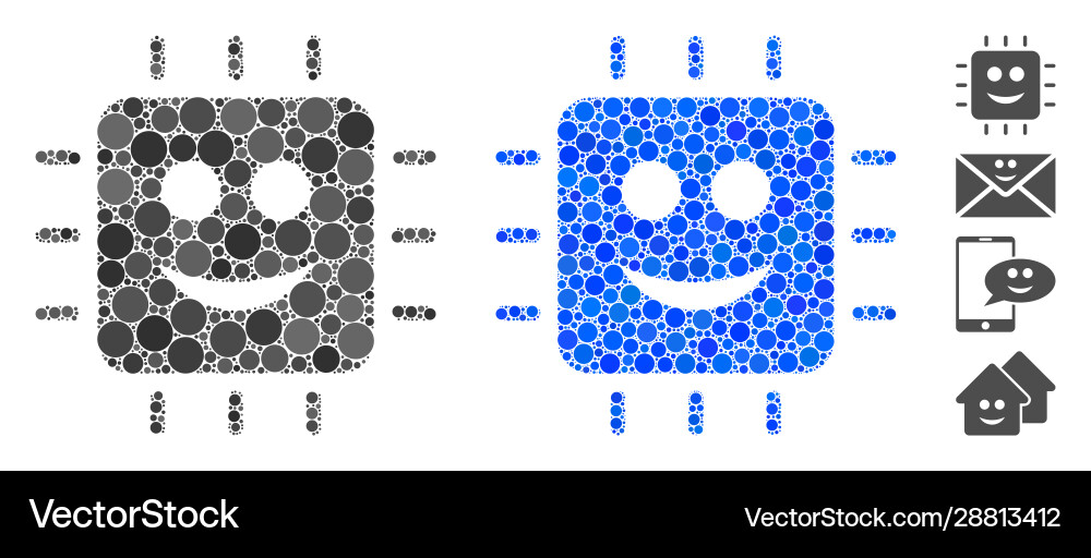 Happy cpu composition icon round dots Happy cpu composition icon round dots vector image