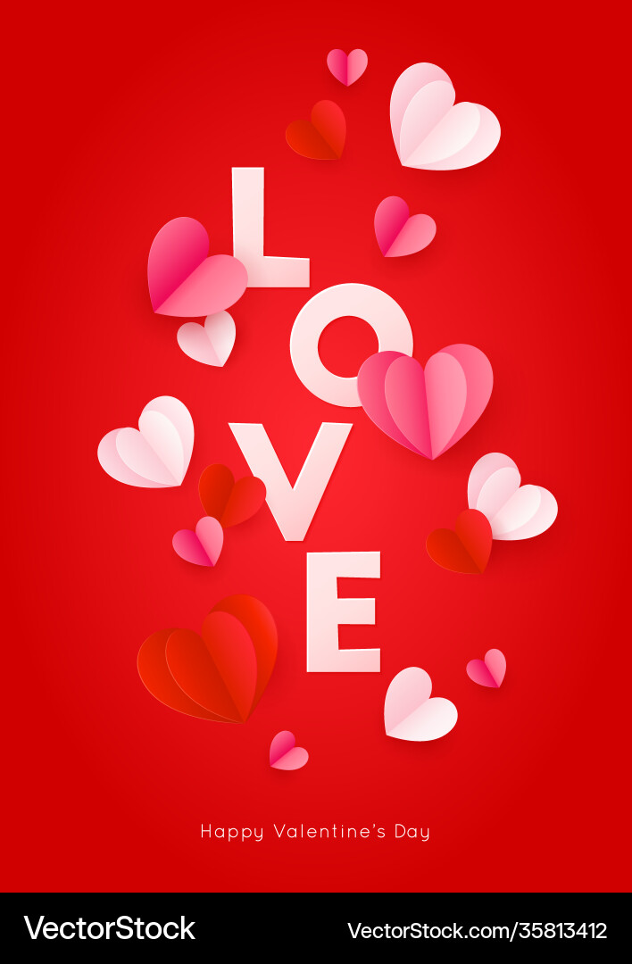 Happy st valentines day card with paper word love Happy st valentines day card with paper word love vector image