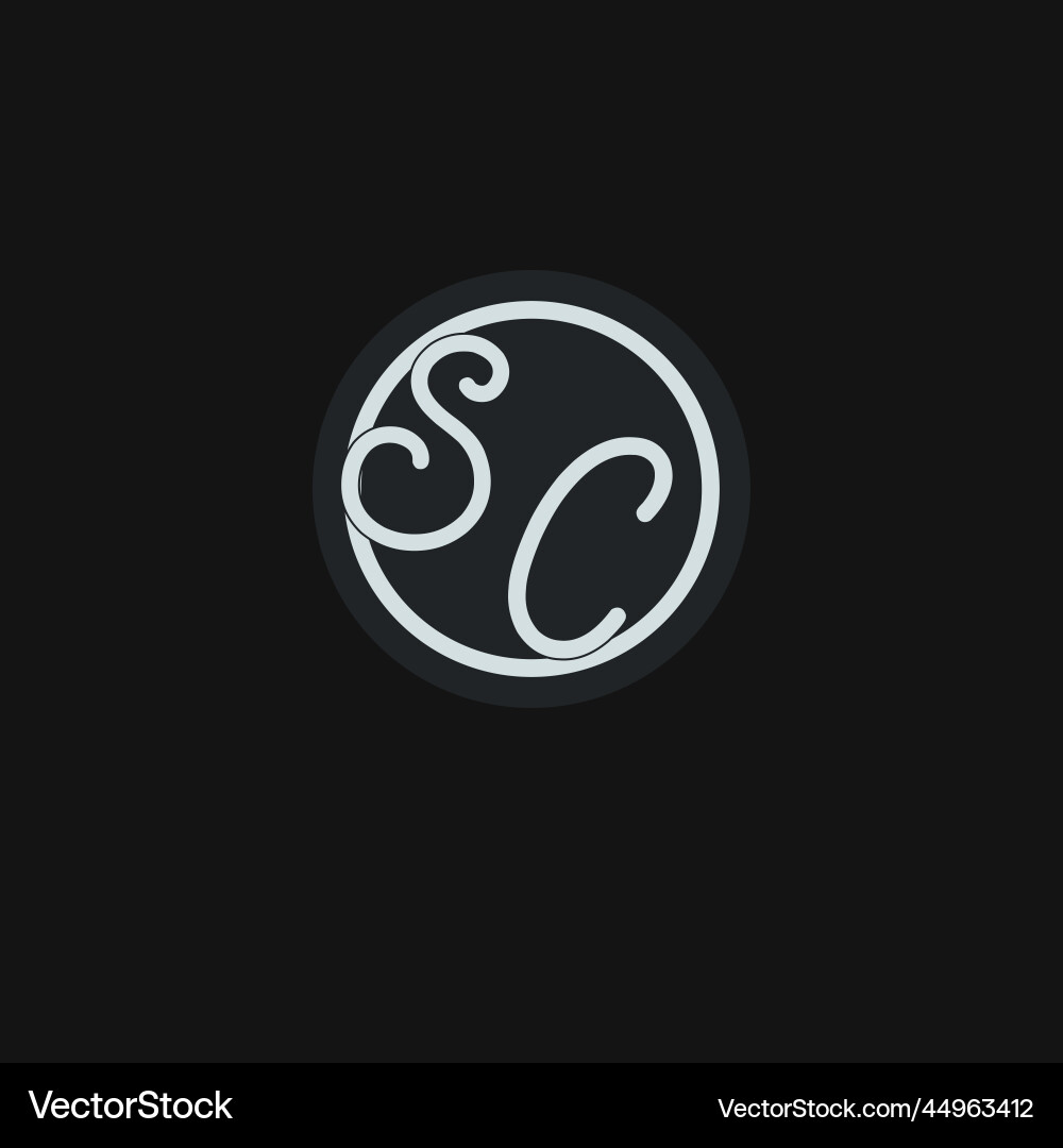 Initialen sc Logo Monogramm mit einfacher Kreislinie Initialen sc Logo Monogramm mit einfacher Kreislinie vektorbild