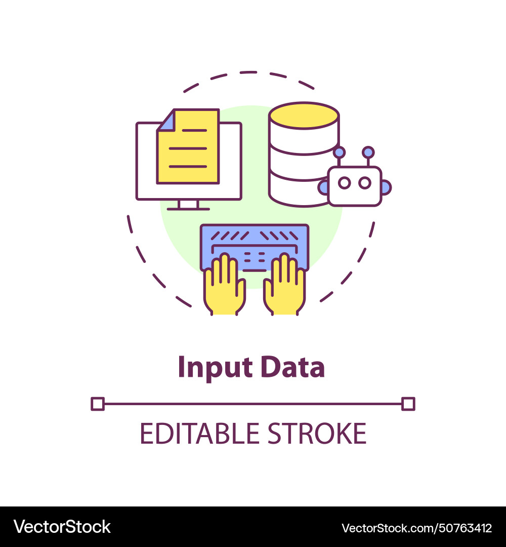 Input data multi color concept icon Input data multi color concept icon vector image