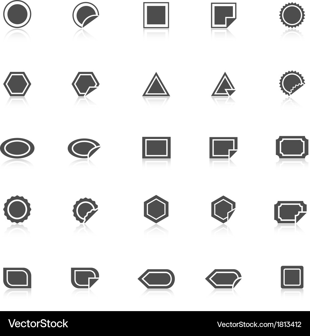 Label icons with reflect on white background Vector Image