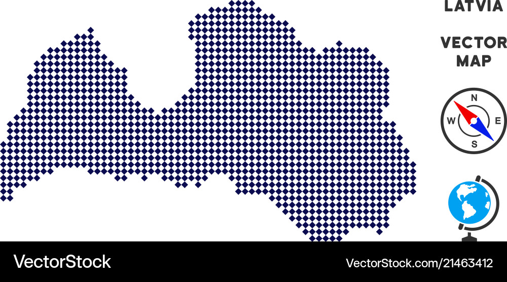 Pixelated latvia map Vector Image