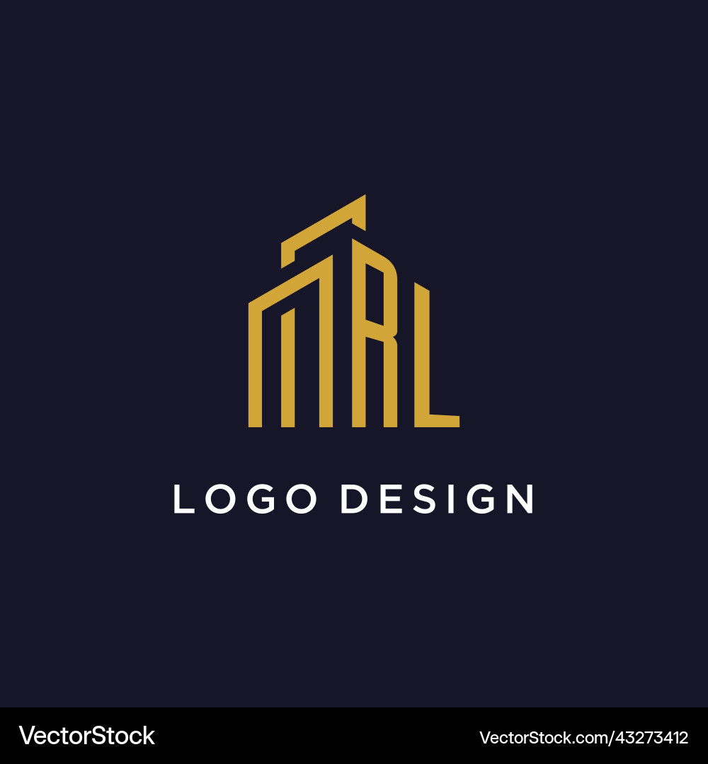 Rl initial monogram with building logo design Rl initial monogram with building logo design Vector Image