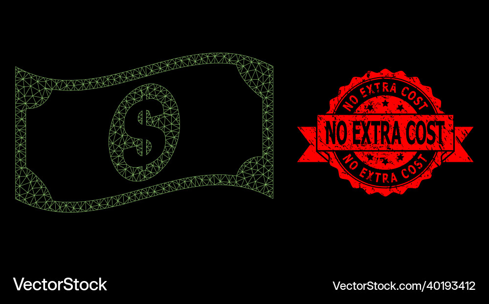 Scratched no extra cost seal and web net waving Scratched no extra cost seal and web net waving vector image