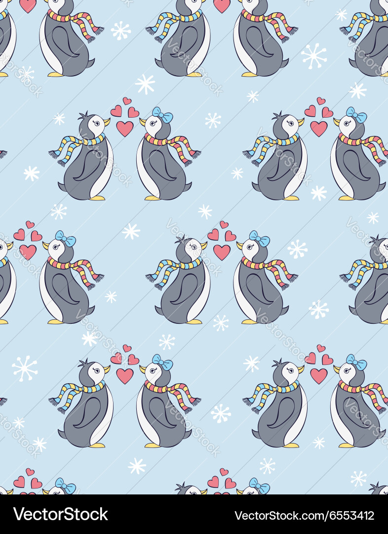 Seamless pattern with penguins vector image
