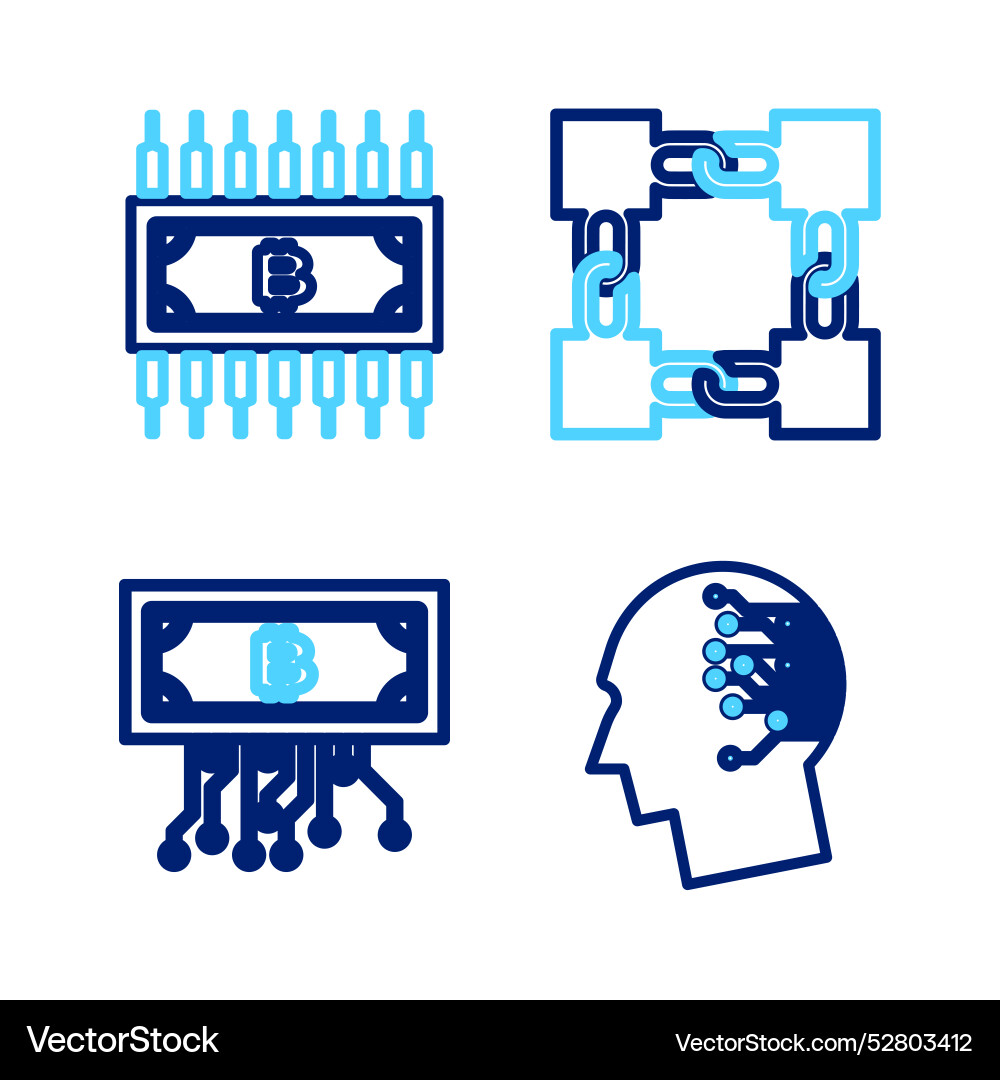 Set line bitcoin think cryptocurrency Vector Image