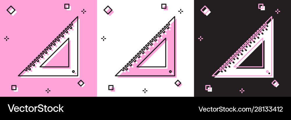 Set triangular ruler icon isolated on pink Set triangular ruler icon isolated on pink vector image