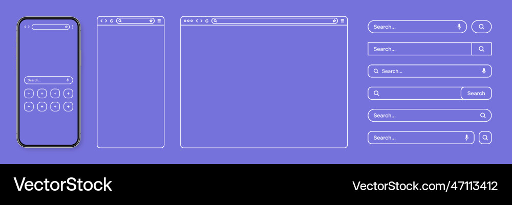 Smartphone web browser internet page window Smartphone web browser internet page window vector image