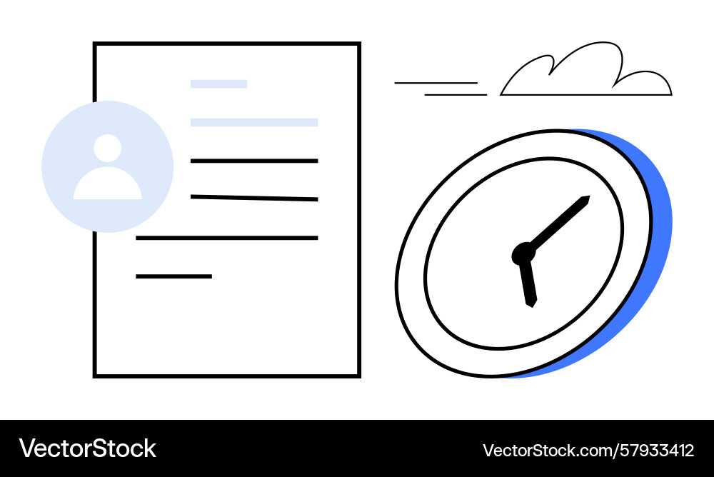 Time management concept with document profile Vector Image