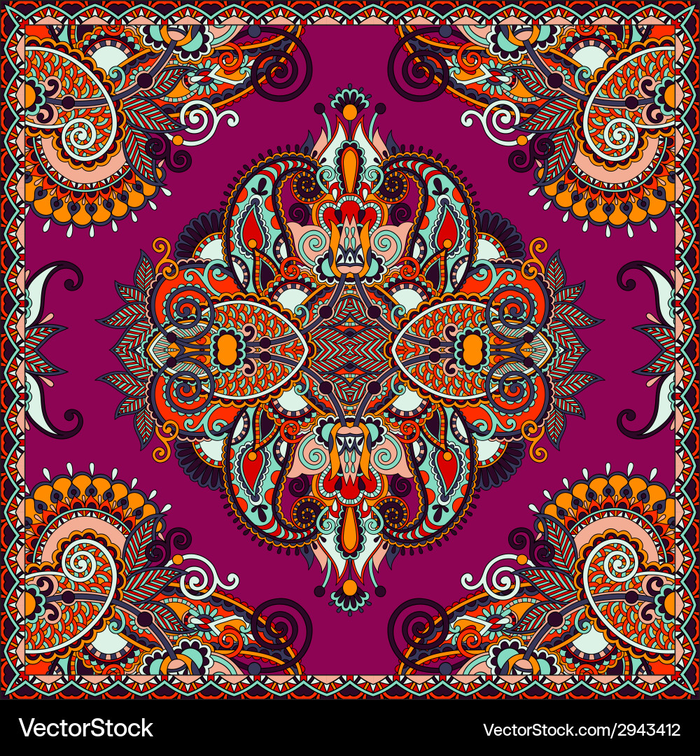 Traditional ornamental floral paisley bandanna Vector Image
