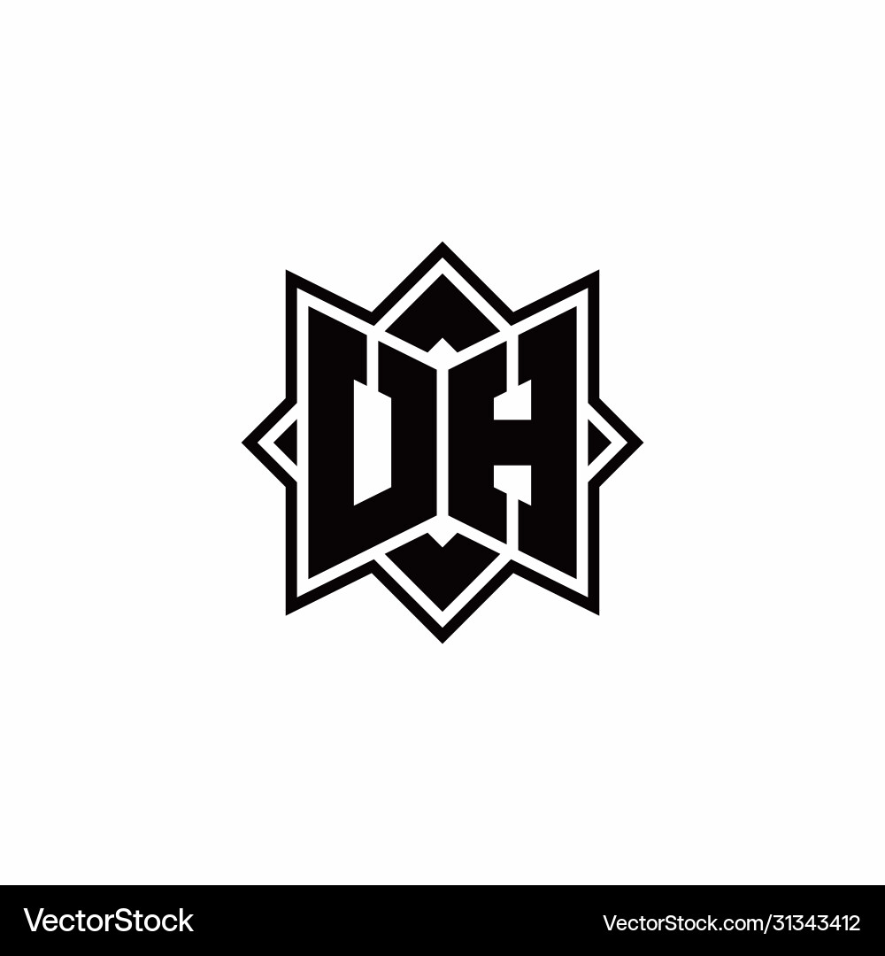 Uh monogram logo with square rotate style outline vector image