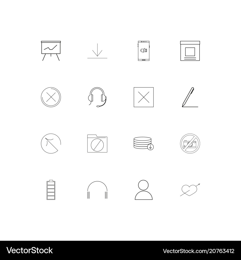 User interface linear thin icons set outlined vector image