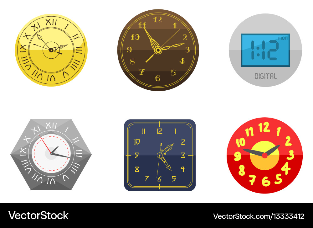 Wall clock circle sign with chronometer pointer vector image