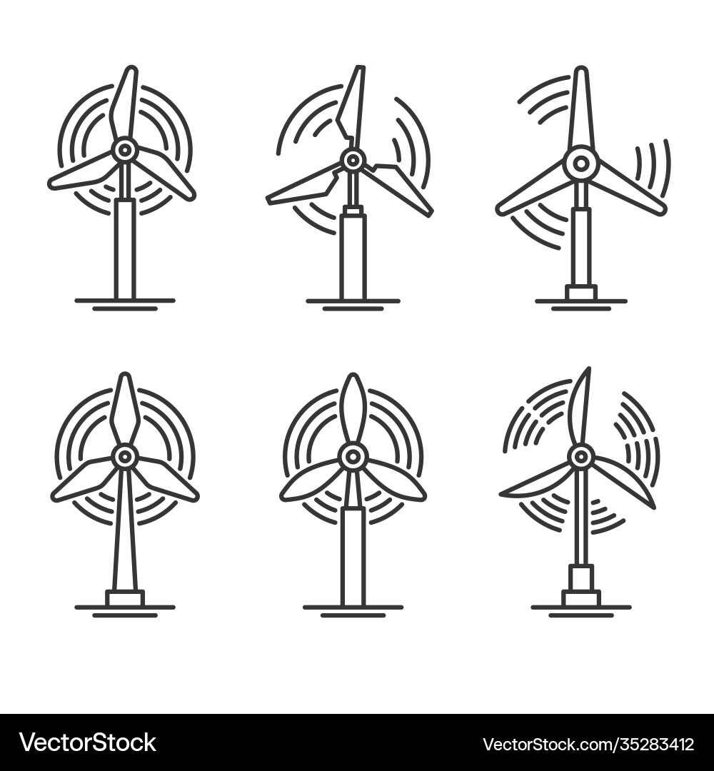 Windmühle und Windturbinenset Ökostromgenerator Windmühle und Windturbinenset Ökostromgenerator vektorbild